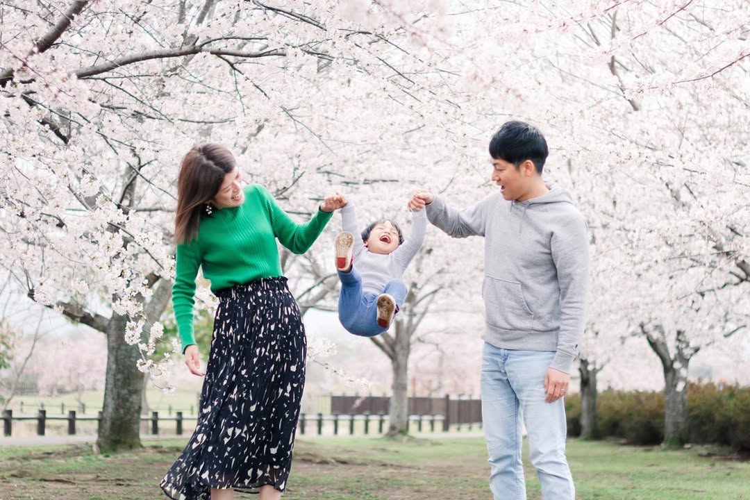與Megumie一同在大分櫻花下留下家庭珍貴時光