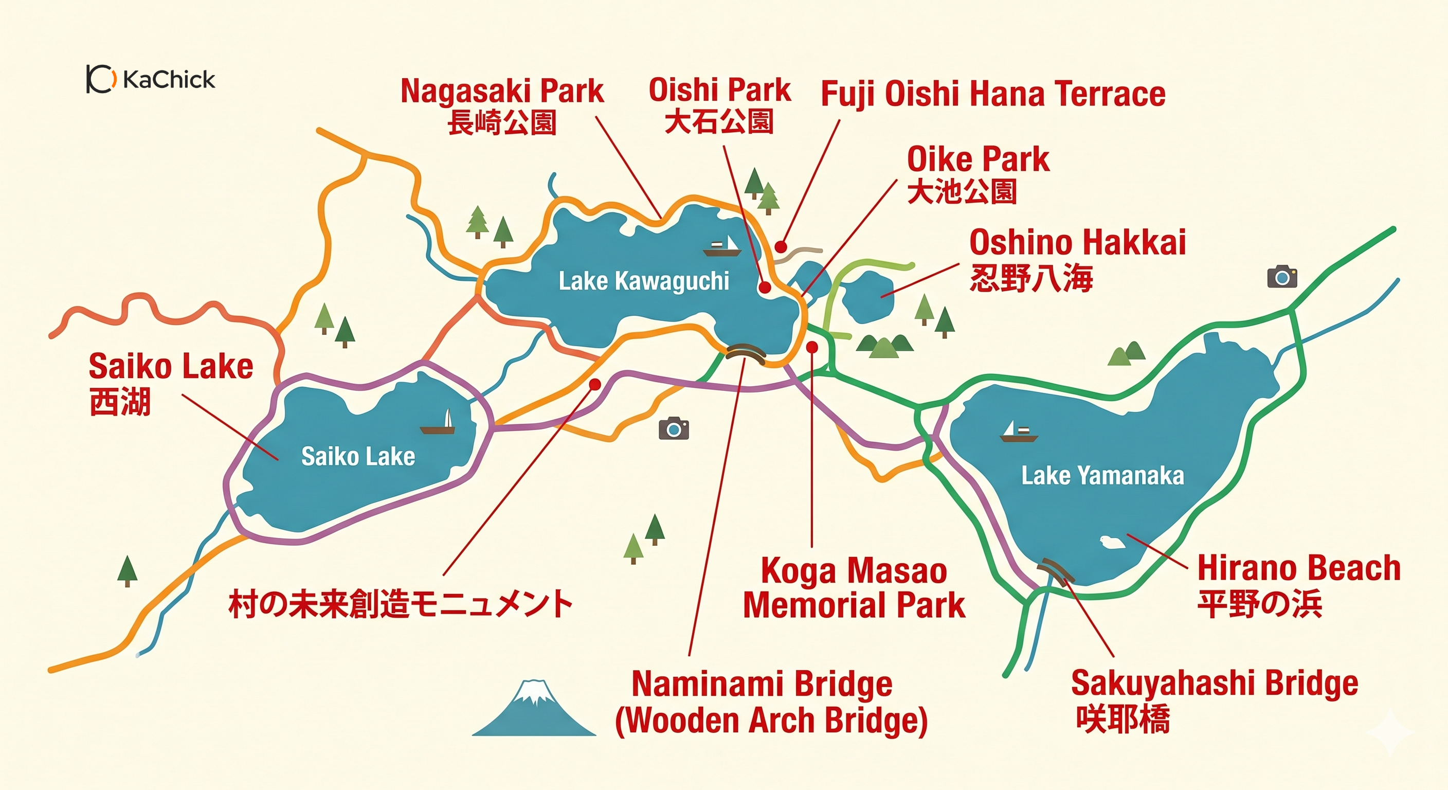 河口湖・富士五湖地圖｜10 大富士山絕景拍照景點推薦